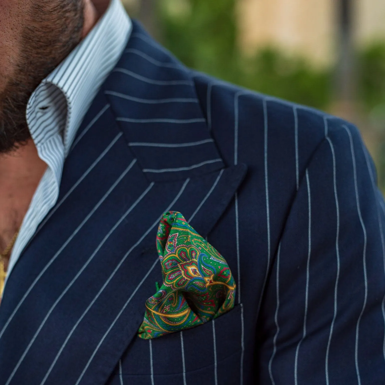 Garibaldi - Silk Pocket Square - Green