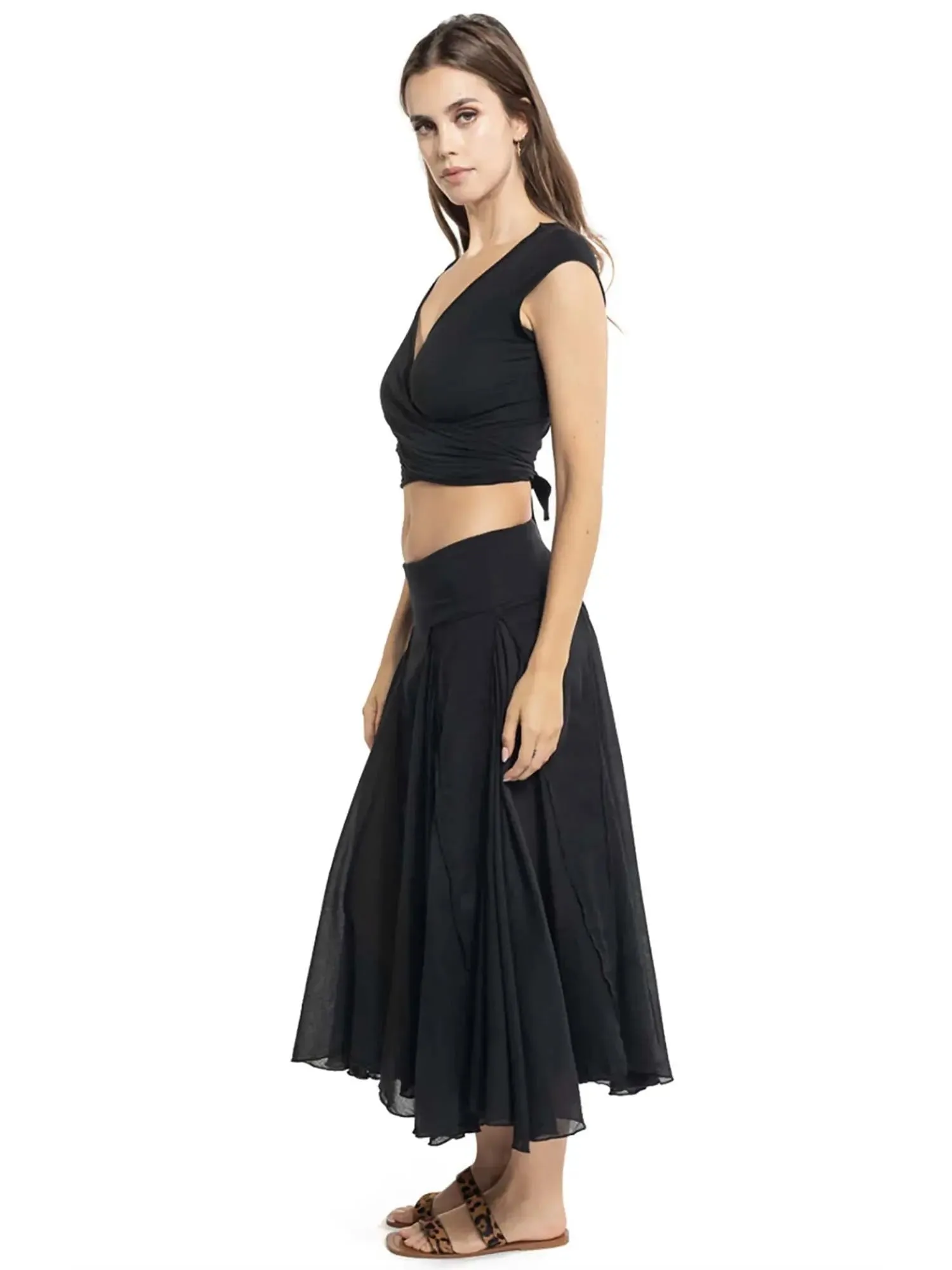 Hard Tail Rolldown Waist Diamond Flare Skirt (Style VL-19)