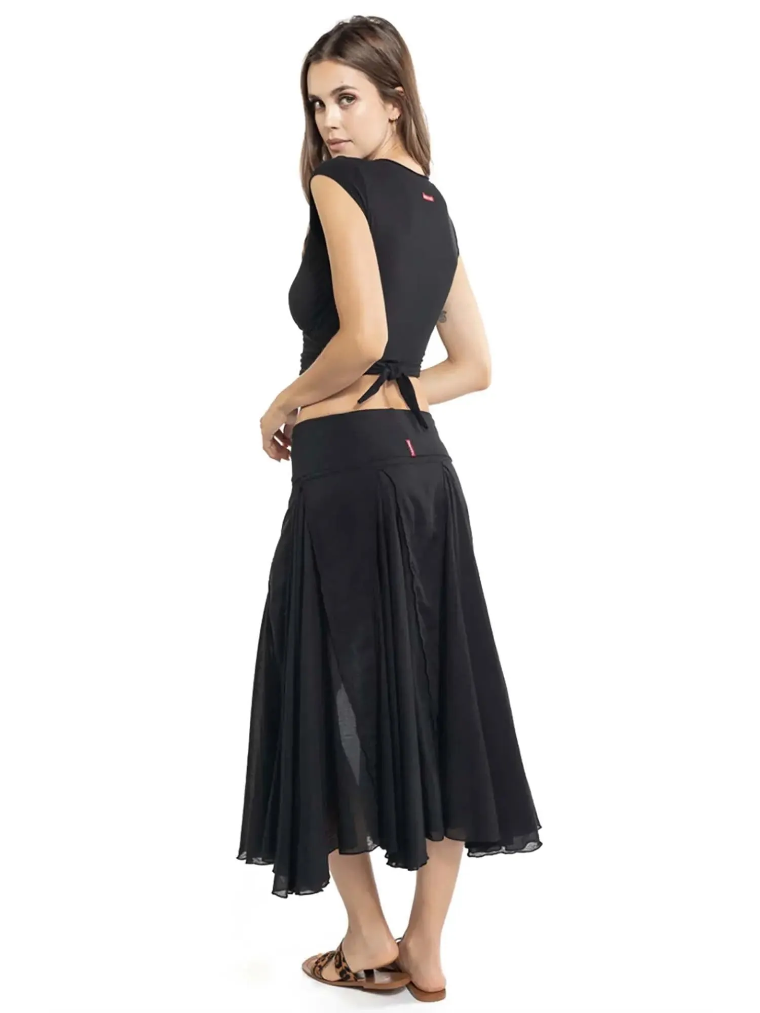 Hard Tail Rolldown Waist Diamond Flare Skirt (Style VL-19)