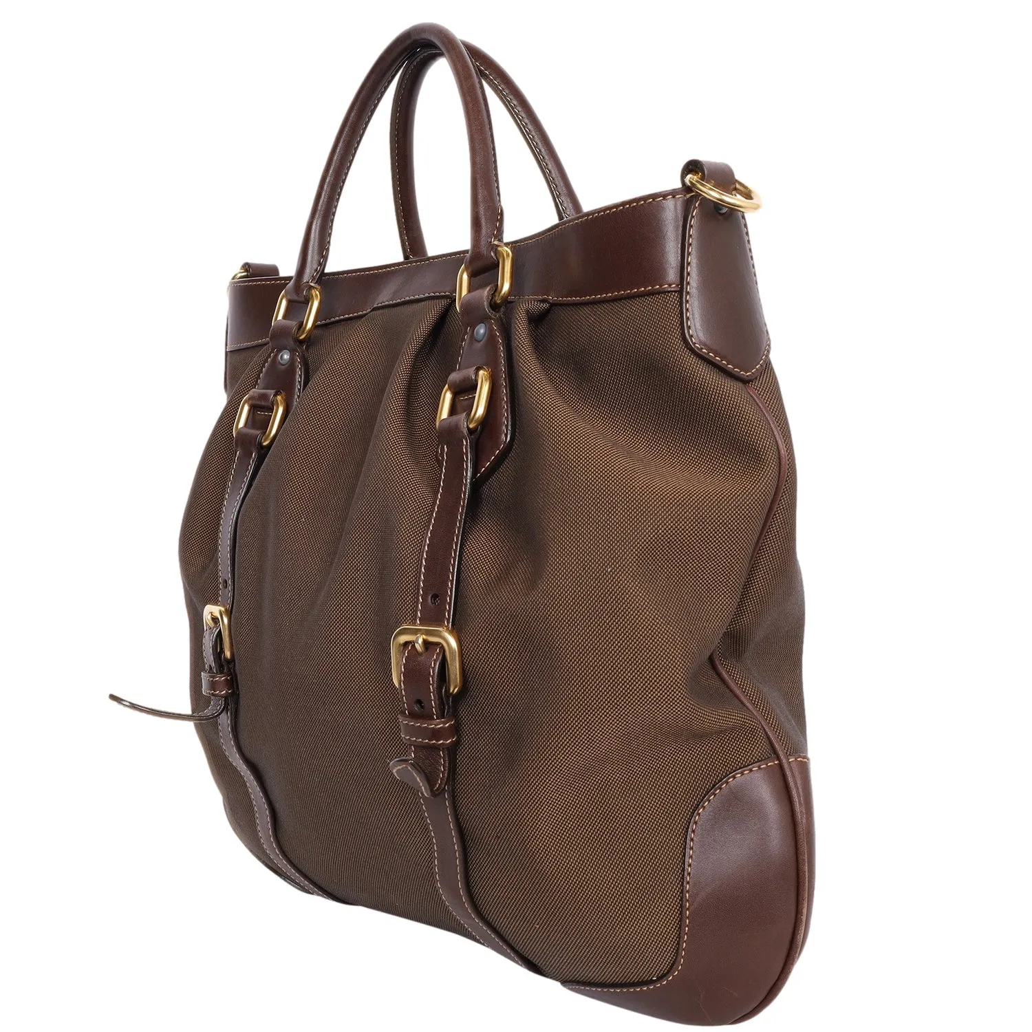 Jacquard Milano Canvas Leather Shoulder Bag (Authentic Pre-Owned)