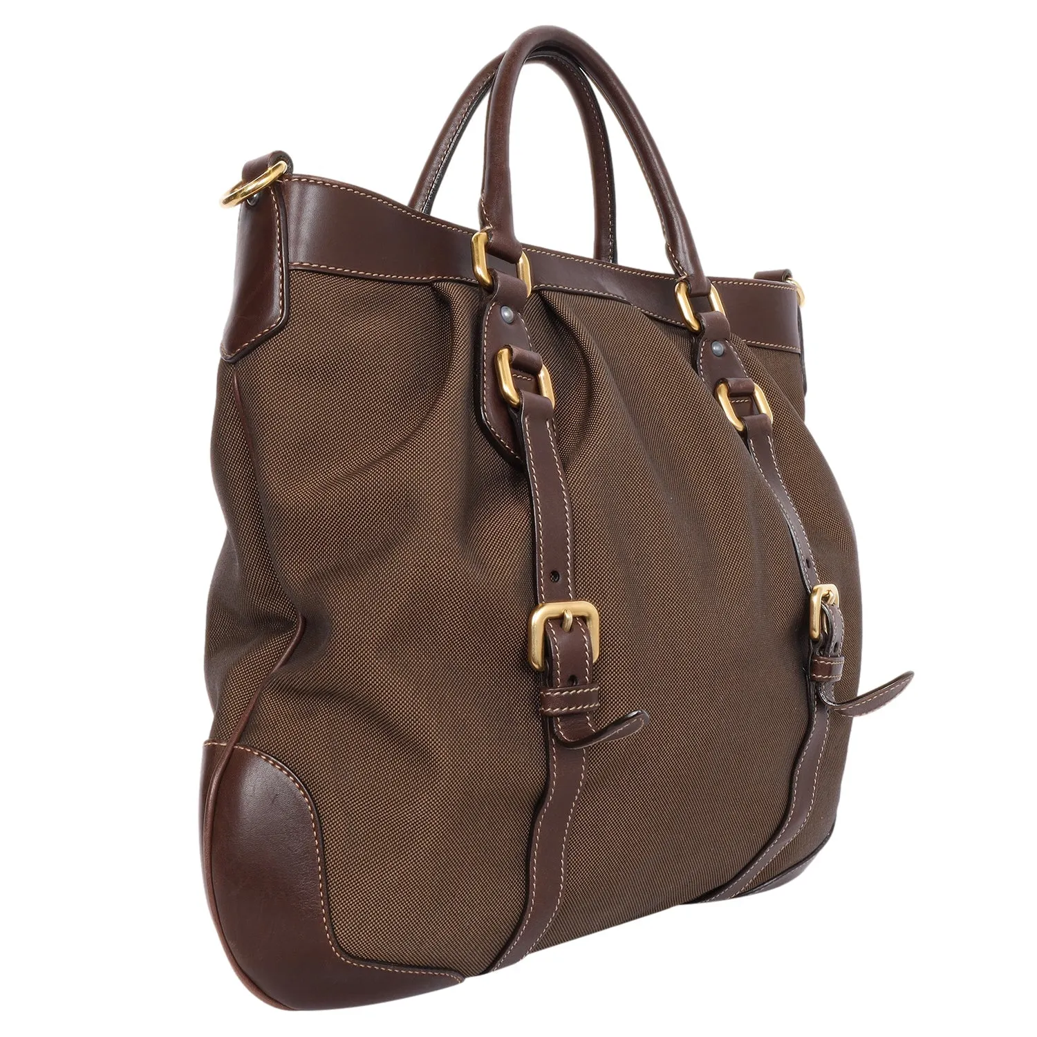 Jacquard Milano Canvas Leather Shoulder Bag (Authentic Pre-Owned)