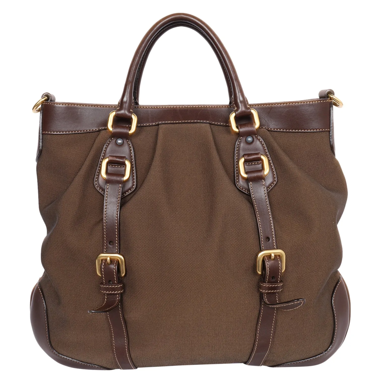 Jacquard Milano Canvas Leather Shoulder Bag (Authentic Pre-Owned)