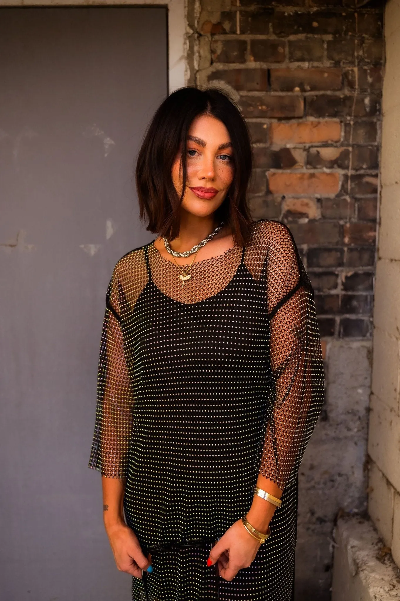Mirrorball Mesh Dress   Slip *RESTOCKING SOON*