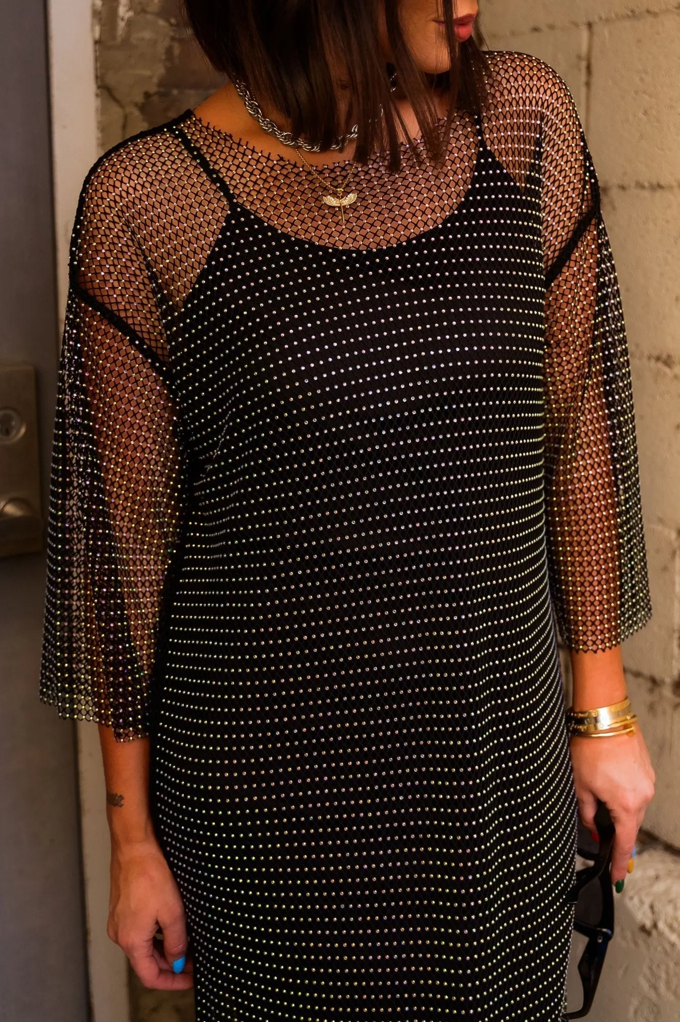 Mirrorball Mesh Dress   Slip *RESTOCKING SOON*