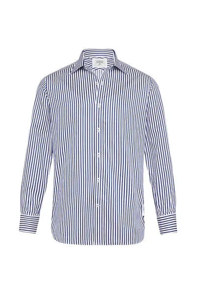 M.J. Bale - Noble Shirt - Stripe - Navy & White
