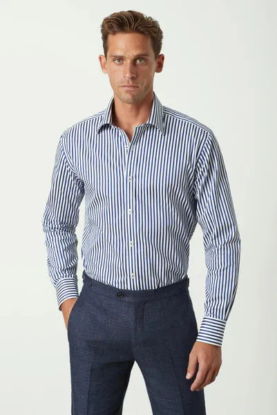M.J. Bale - Noble Shirt - Stripe - Navy & White
