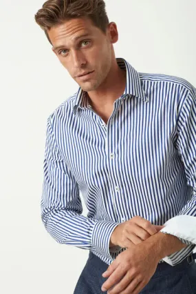 M.J. Bale - Noble Shirt - Stripe - Navy & White