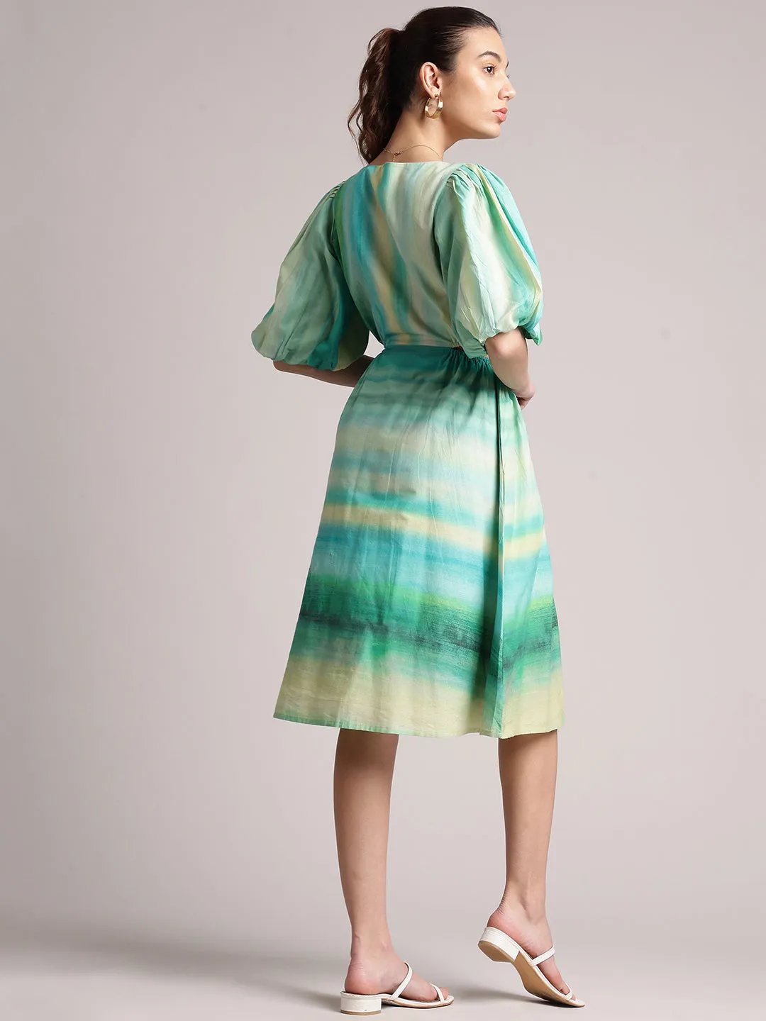 Multicolor Cotton Abstract Fit & Flare Dress
