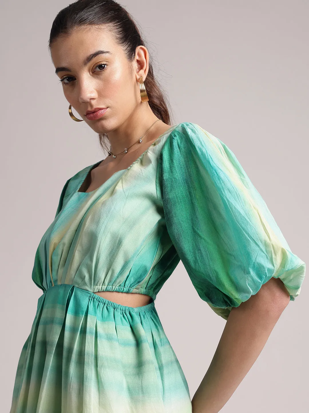 Multicolor Cotton Abstract Fit & Flare Dress