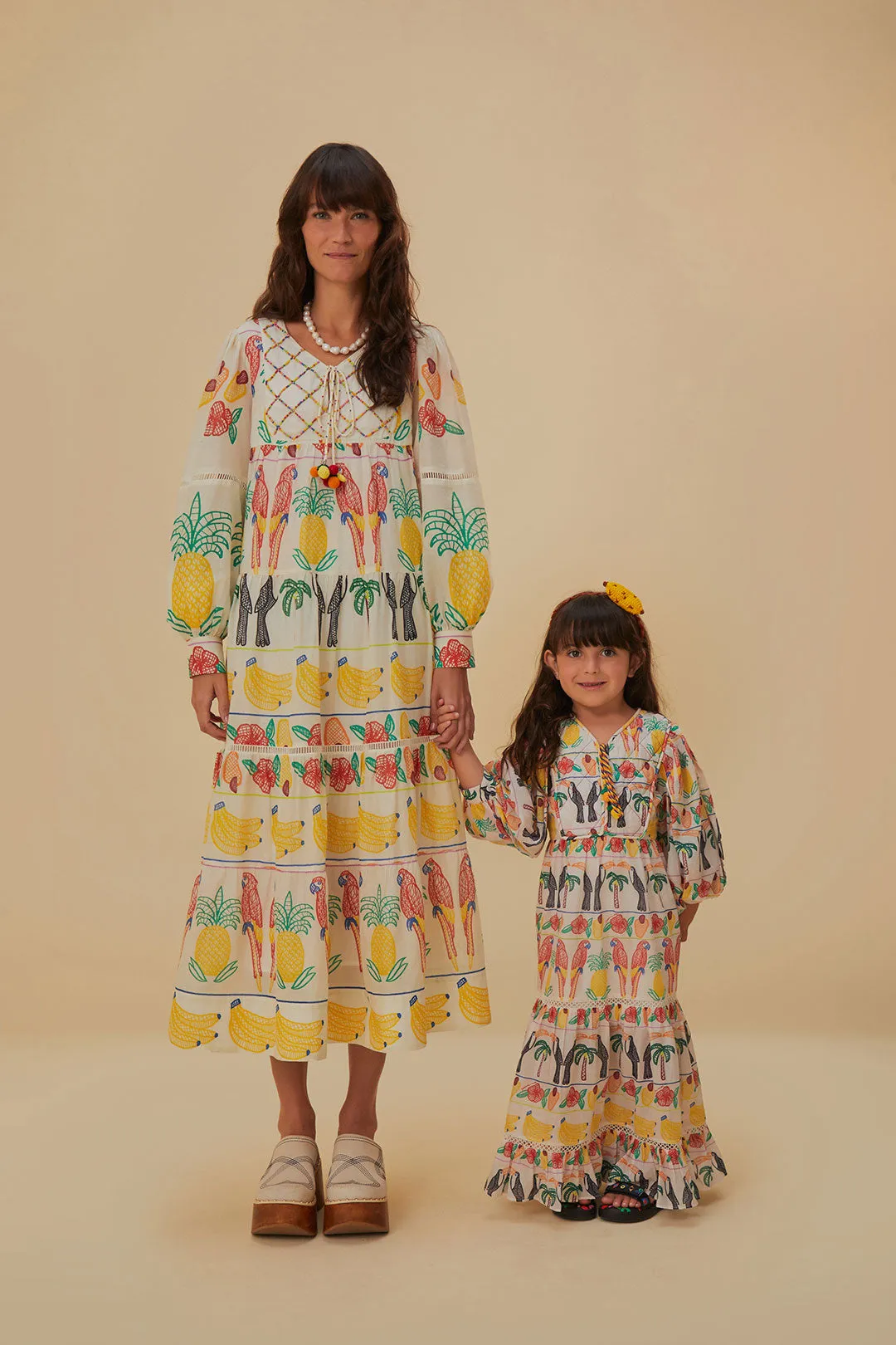 Off-White Tropicolors Yoke Embroidered Midi Dress