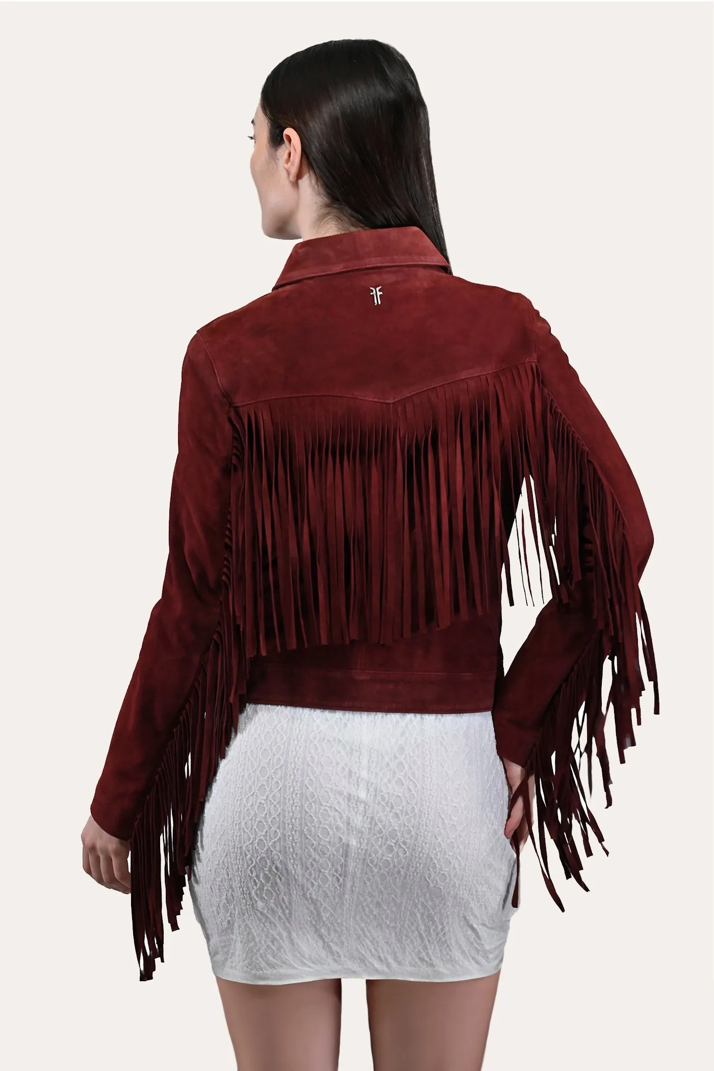 Oxblood Fringed Jacket