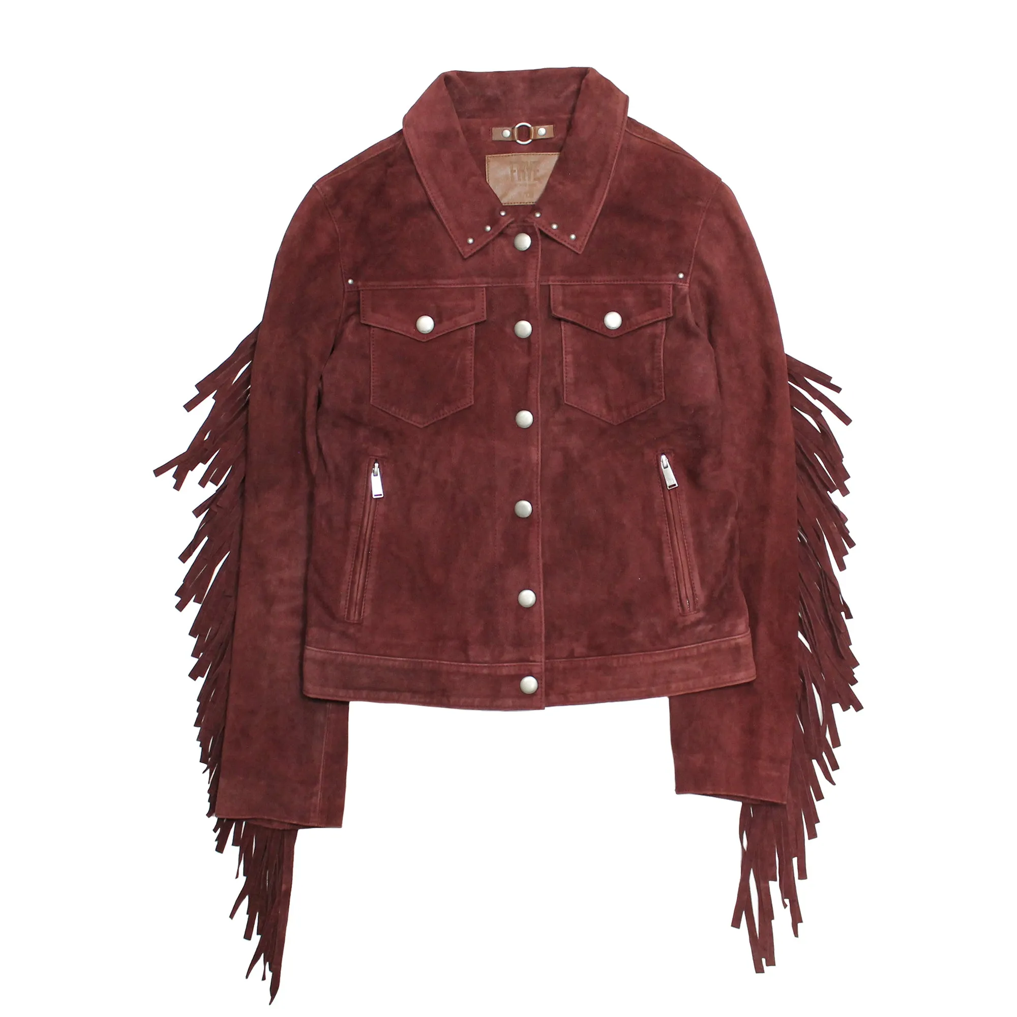 Oxblood Fringed Jacket