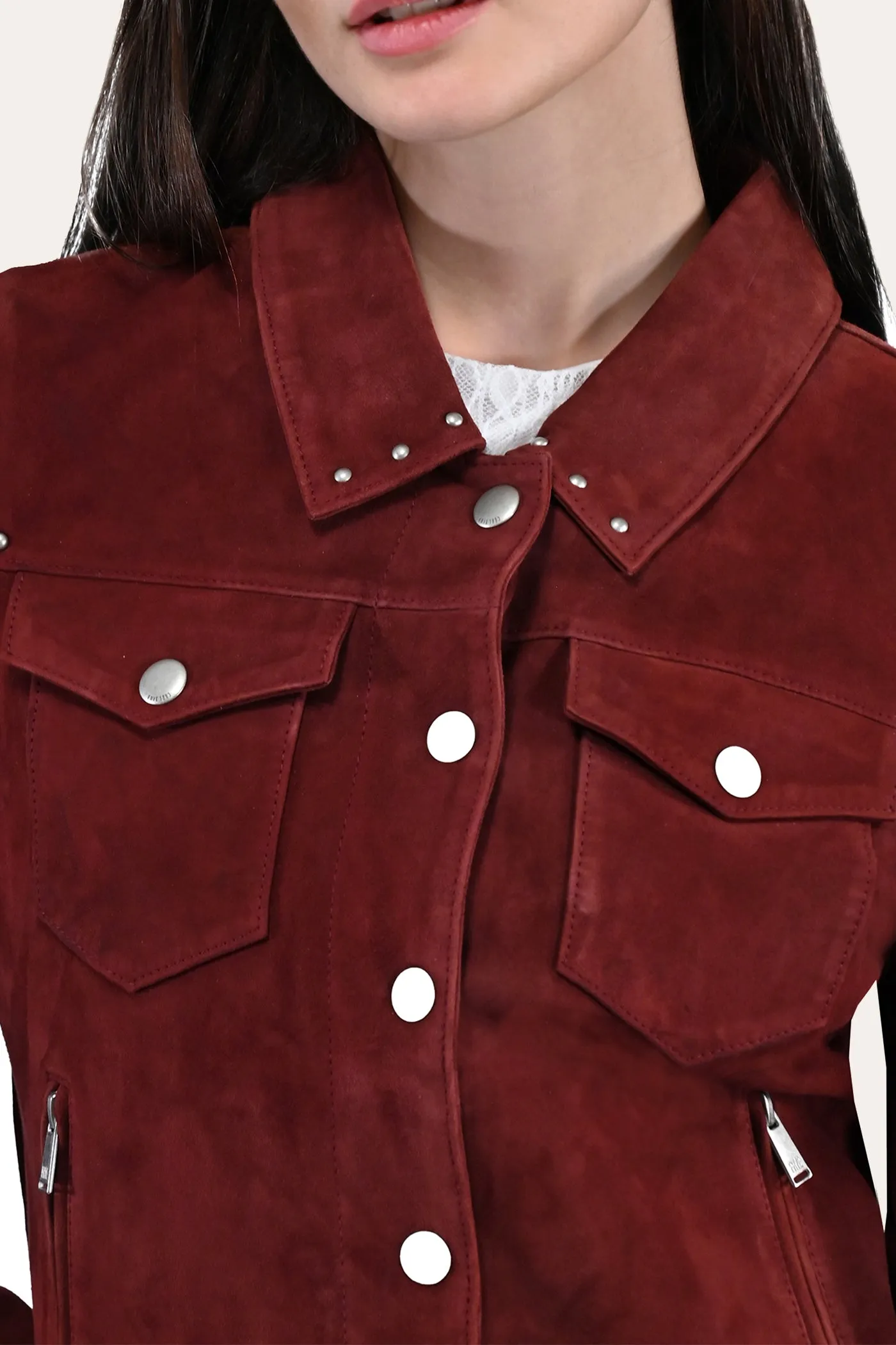 Oxblood Fringed Jacket