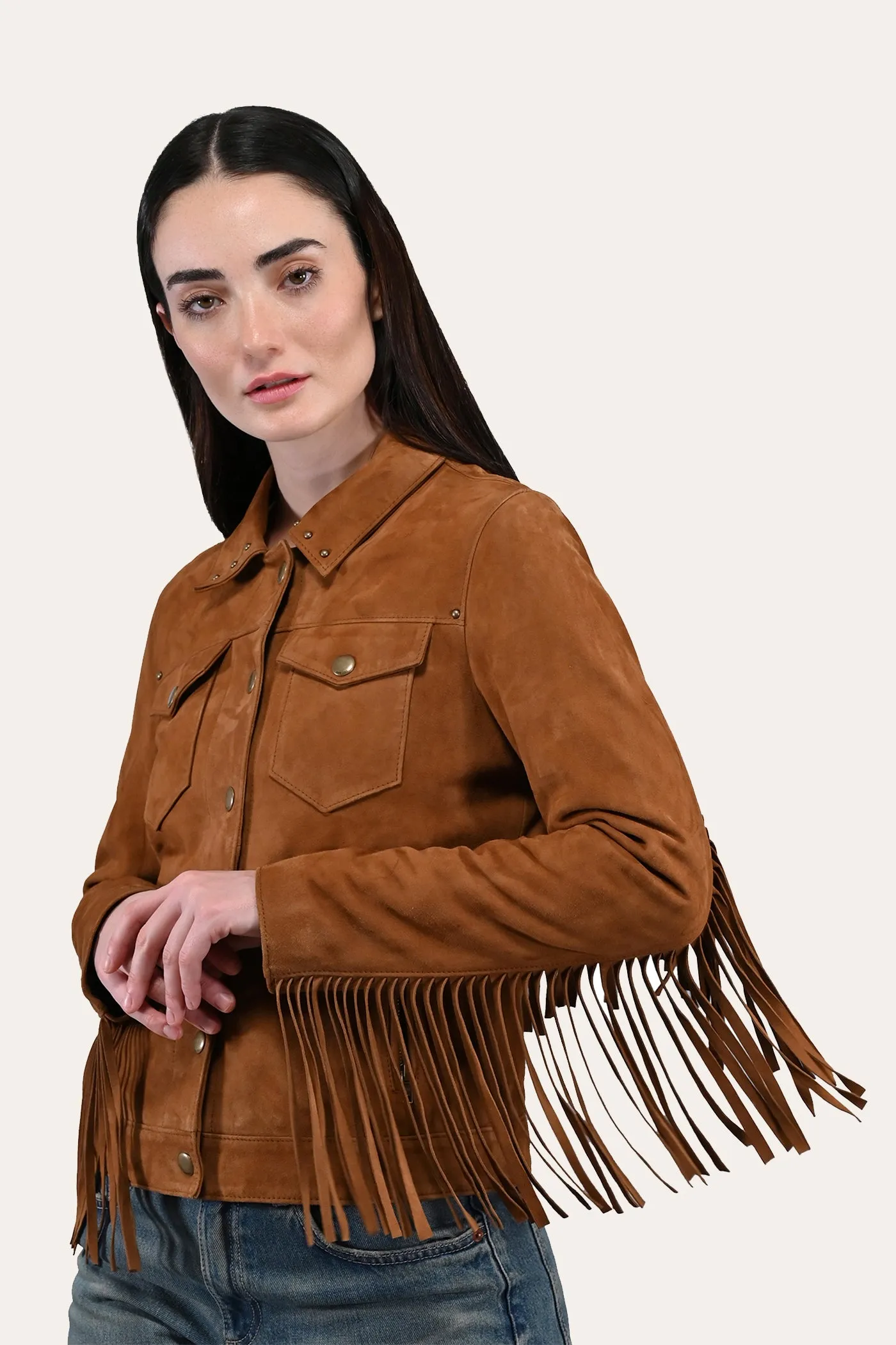 Oxblood Fringed Jacket