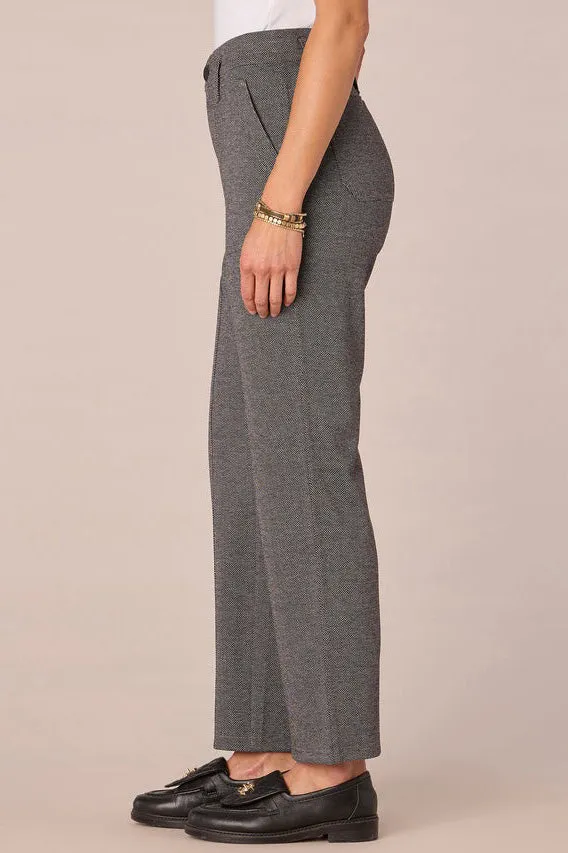 Patched Ponte Knit Pants - Grey Black