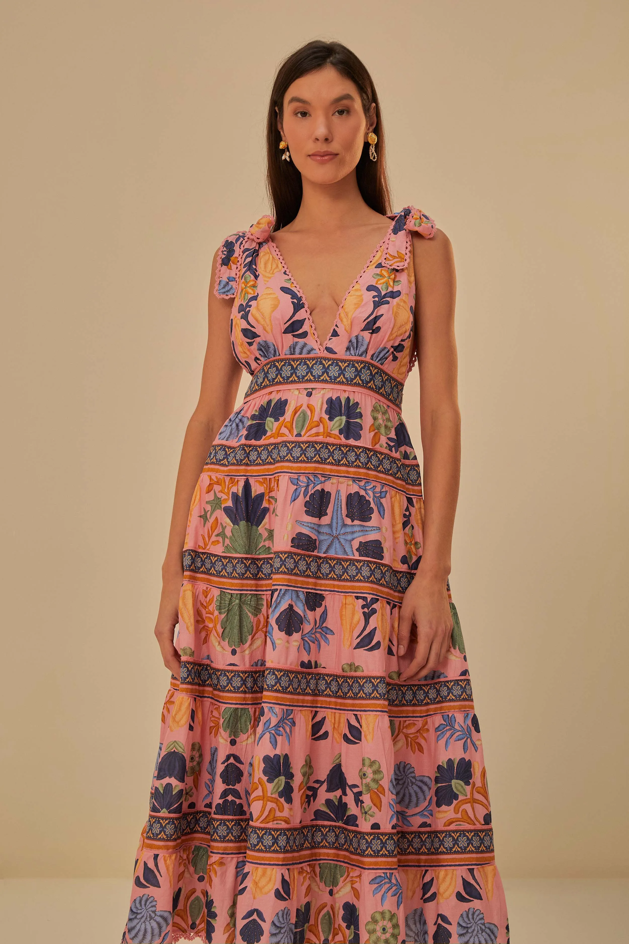 Pink Seashell Tapestry Midi Dress