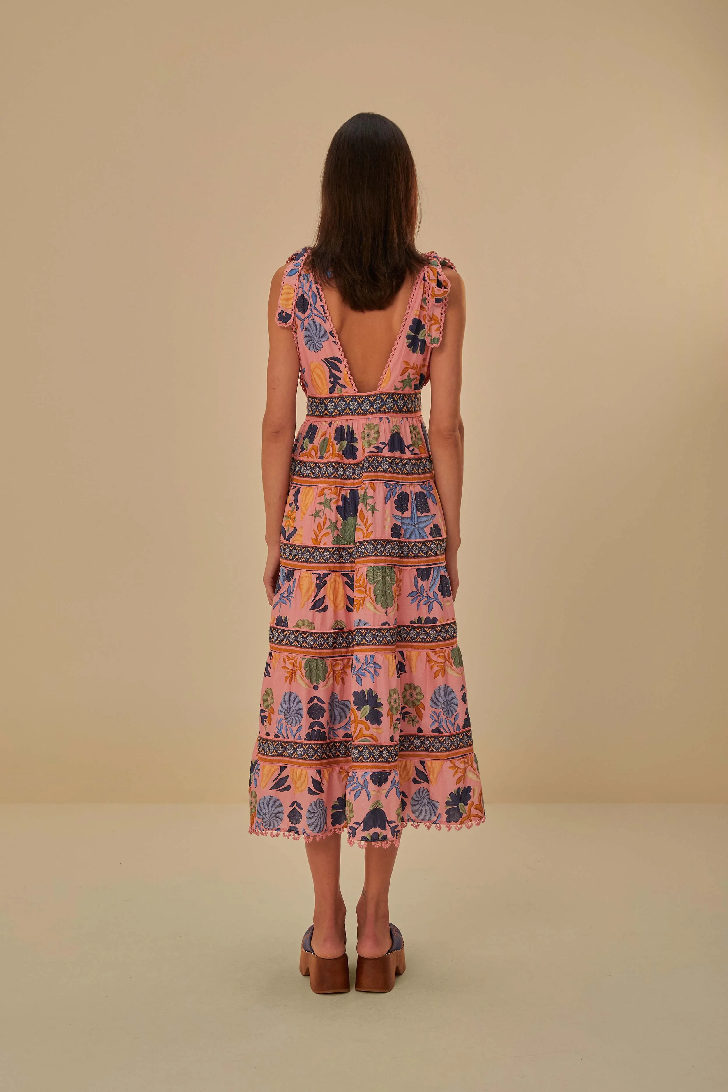 Pink Seashell Tapestry Midi Dress