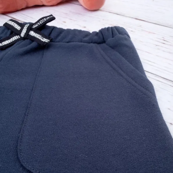 PR - Girls 'Navy' Teddy Bears Patched Fleece Trouser PR457