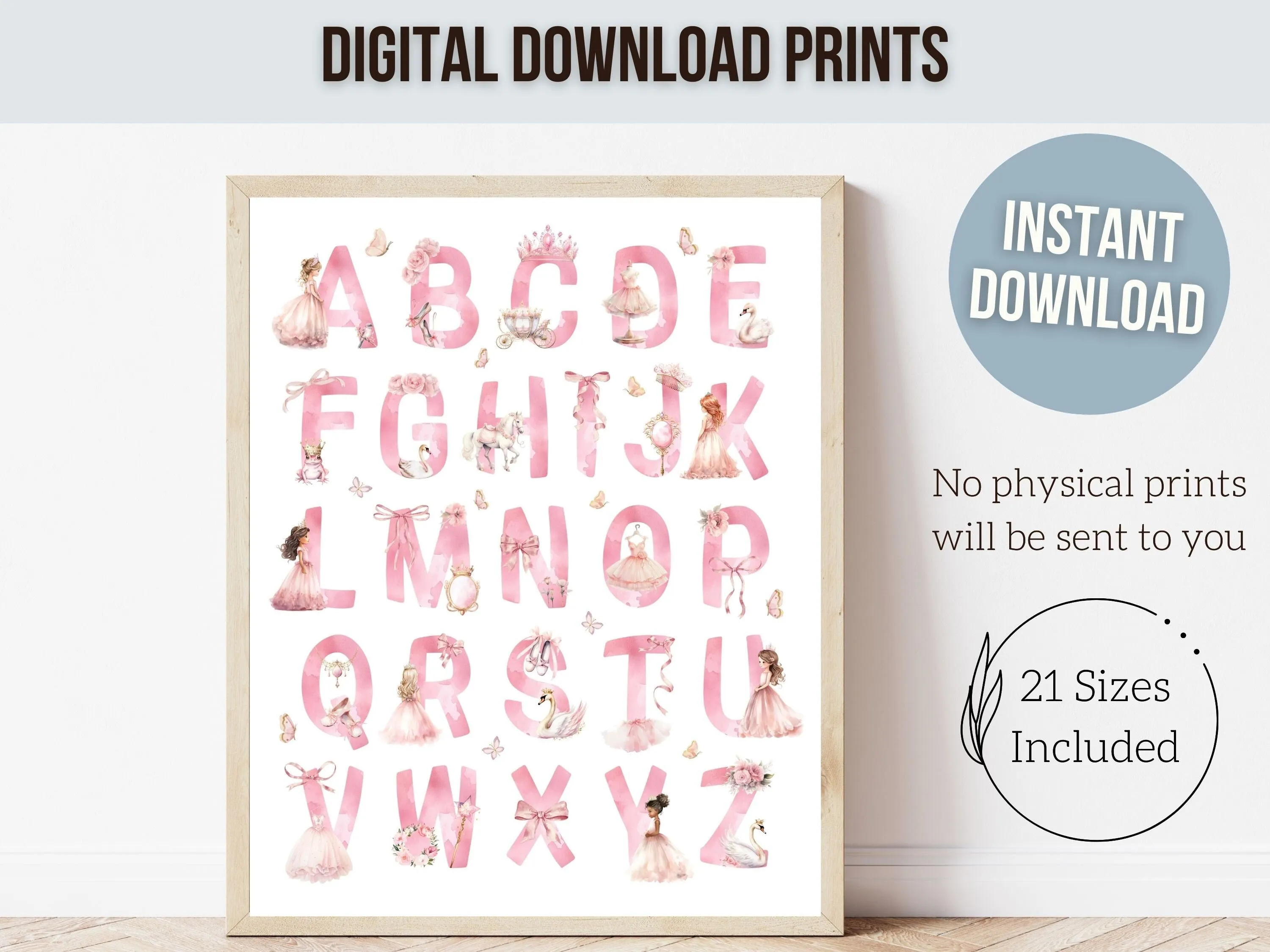 Princess Alphabet Nursery Print