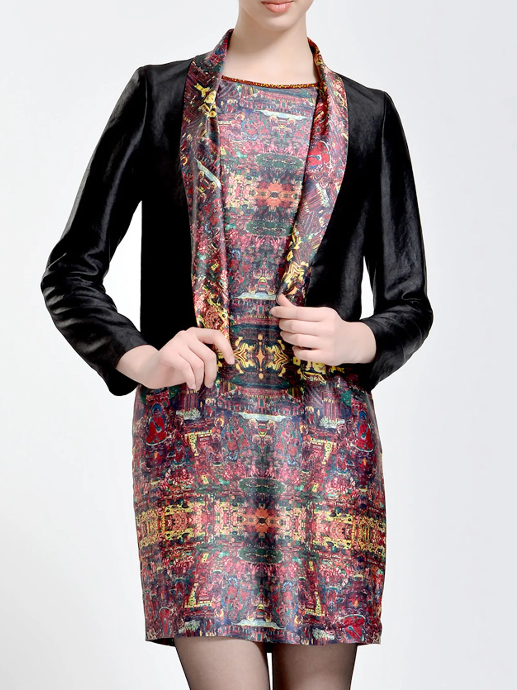 Printed Crepe Satin Dress