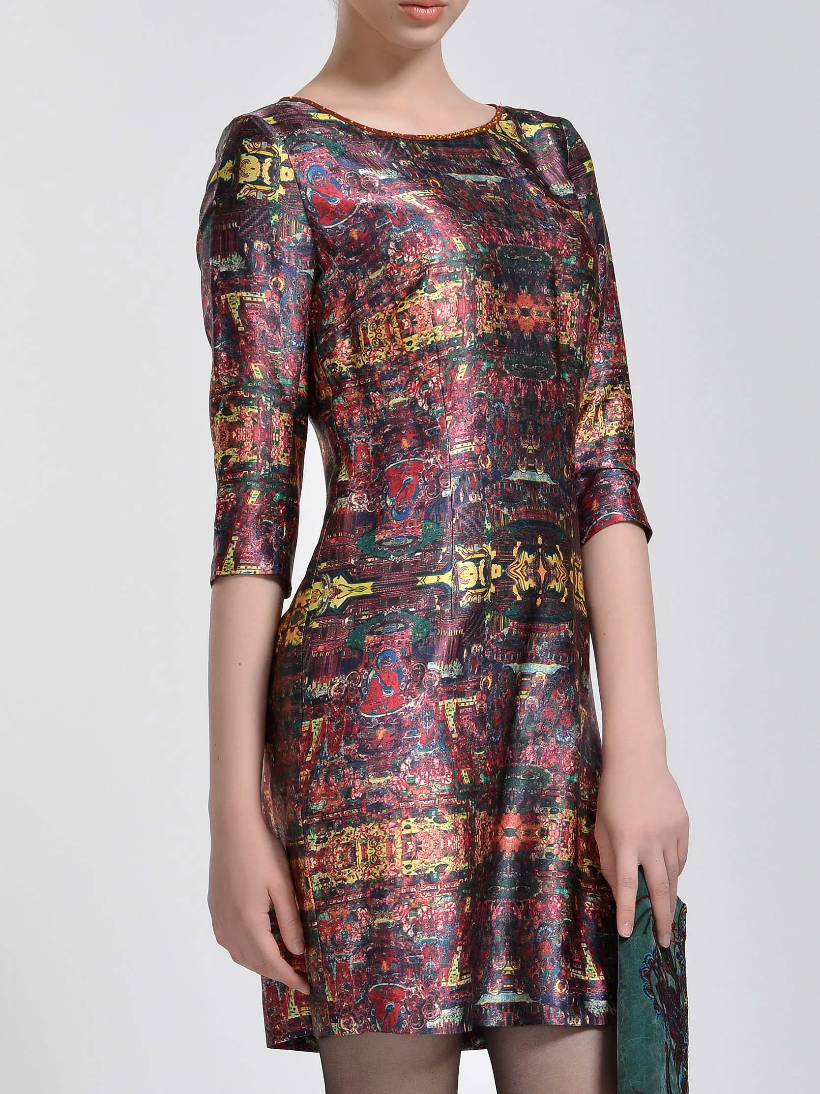 Printed Crepe Satin Dress