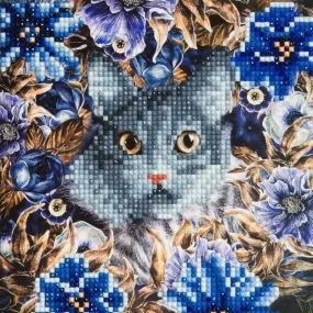 "Cat and Flowers" Crystal Card Kit