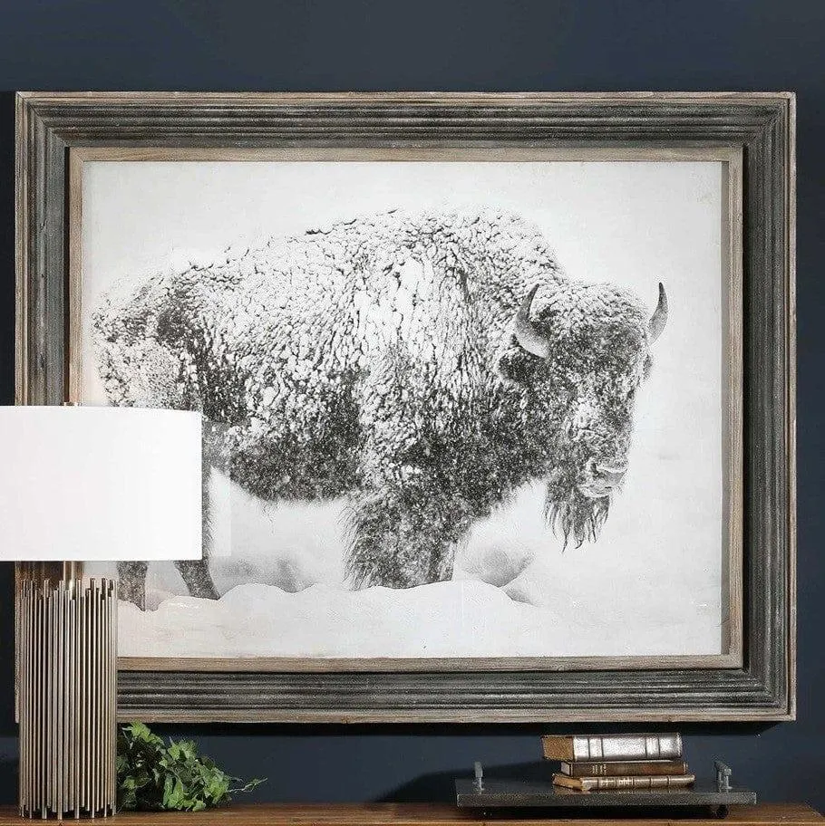 "The Storm" Framed Buffalo Art