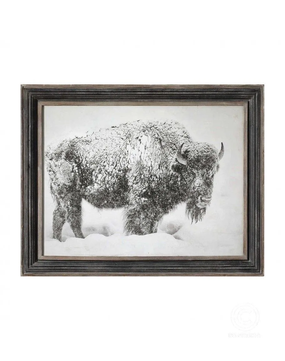 "The Storm" Framed Buffalo Art
