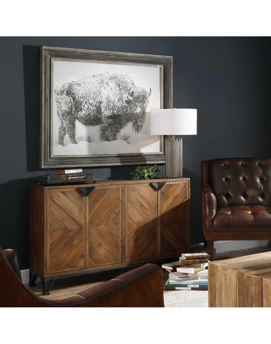 "The Storm" Framed Buffalo Art