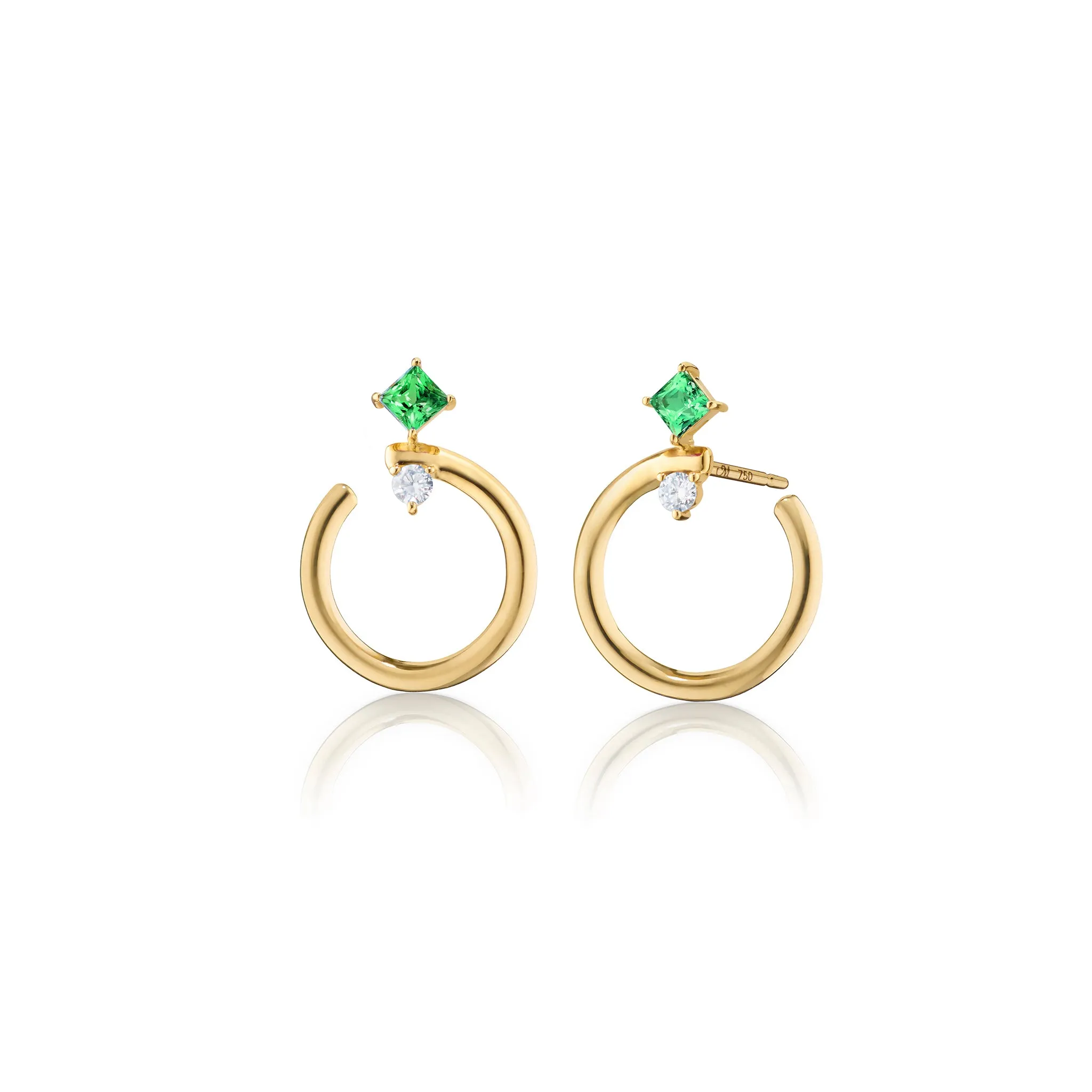 Special Edition "Galaxy Wrap Hoop" Earrings with Emerald and Diamond