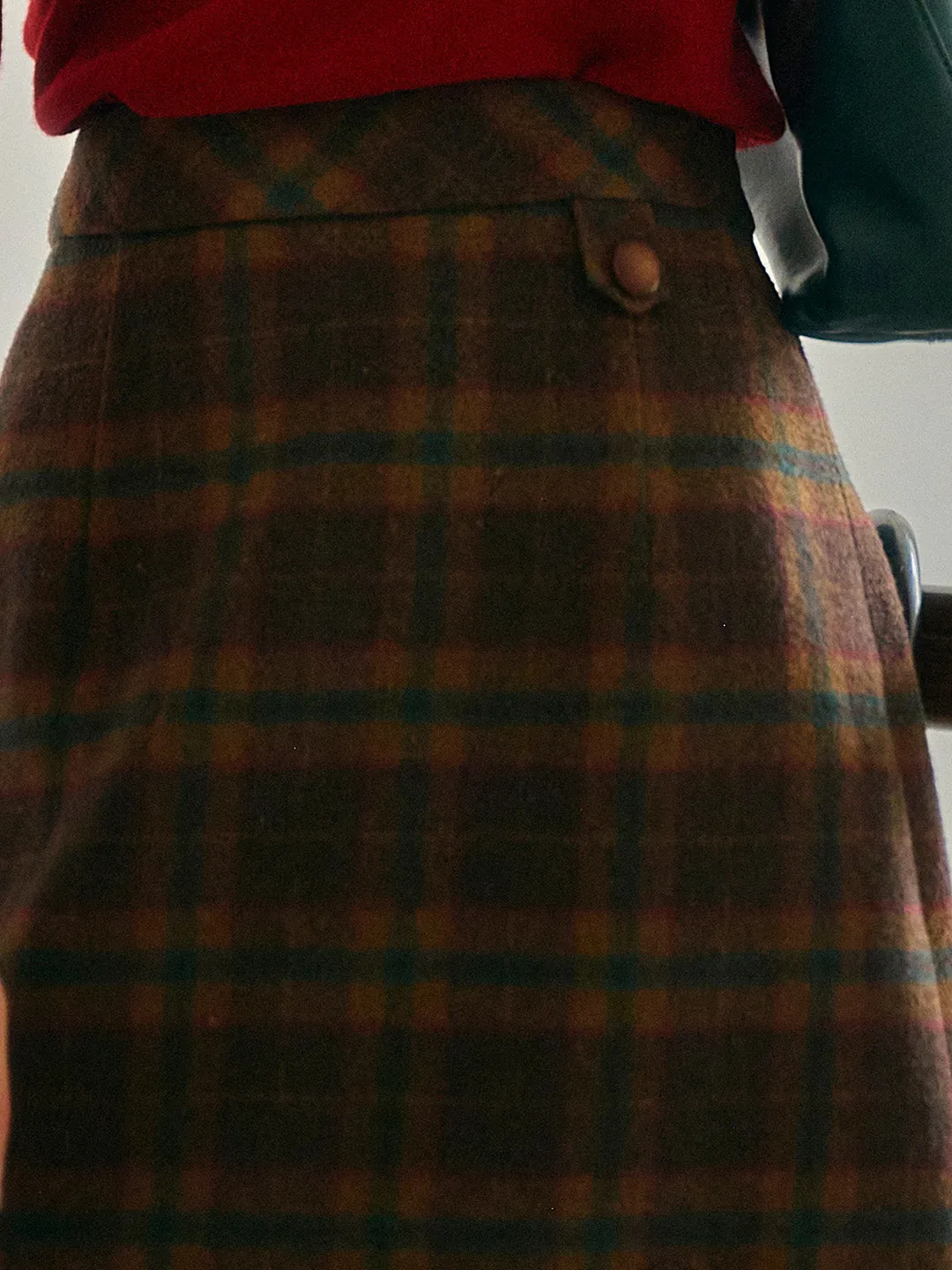 Tallulah Scottish Vintage Plaid Pocket Straight Sikt