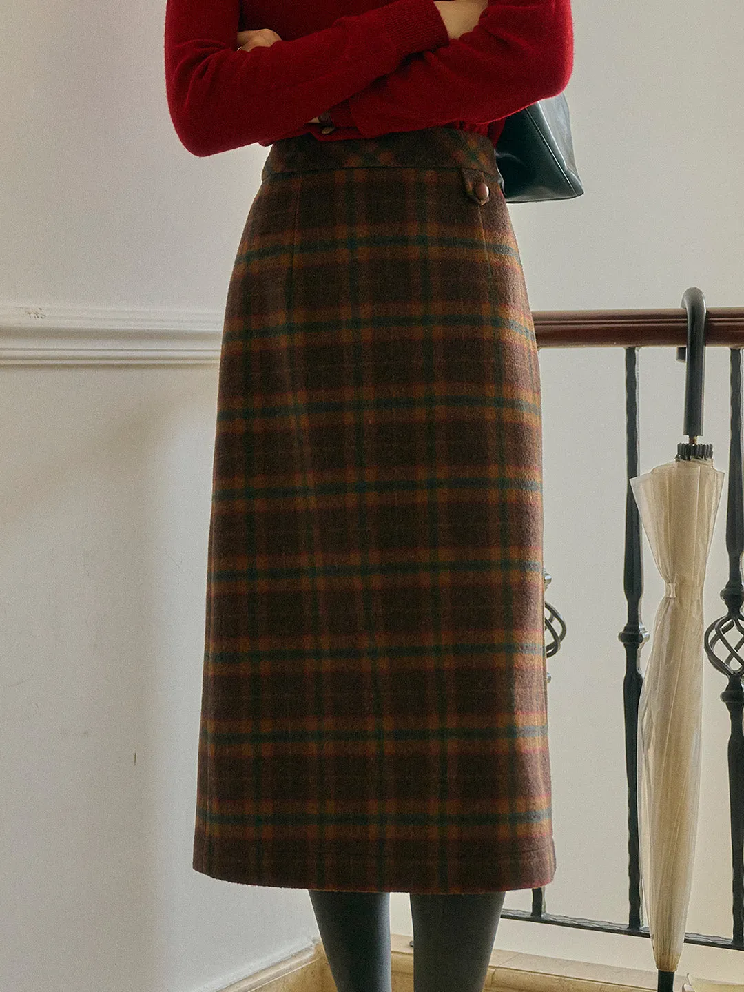 Tallulah Scottish Vintage Plaid Pocket Straight Sikt