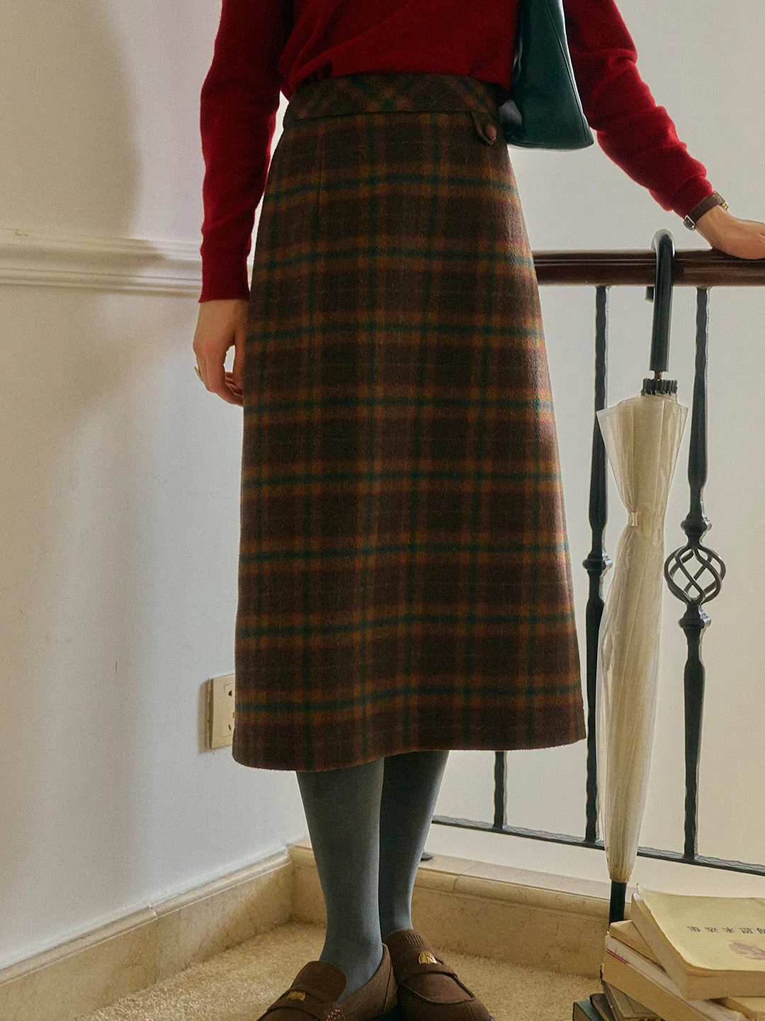 Tallulah Scottish Vintage Plaid Pocket Straight Sikt