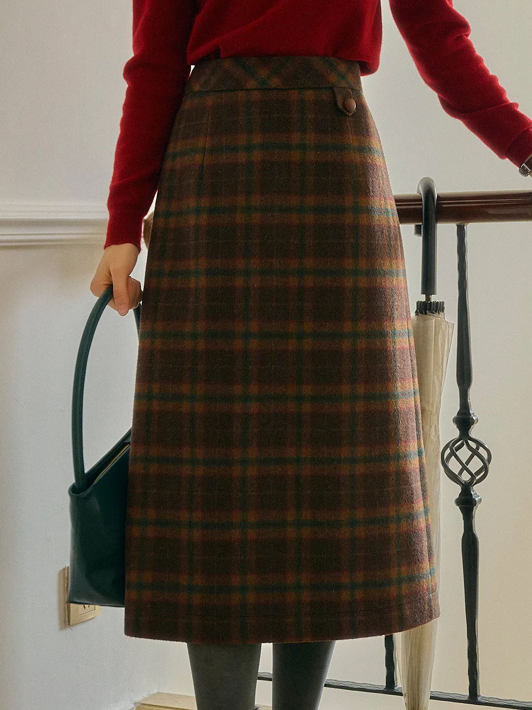 Tallulah Scottish Vintage Plaid Pocket Straight Sikt