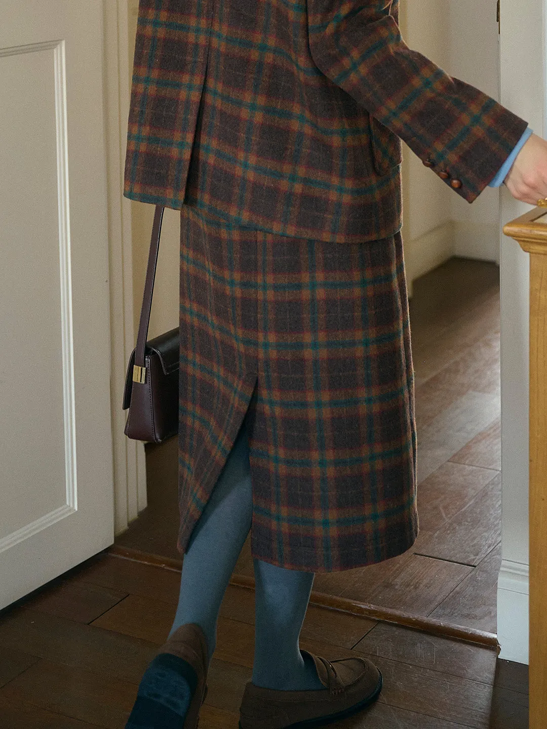 Tallulah Scottish Vintage Plaid Pocket Straight Sikt