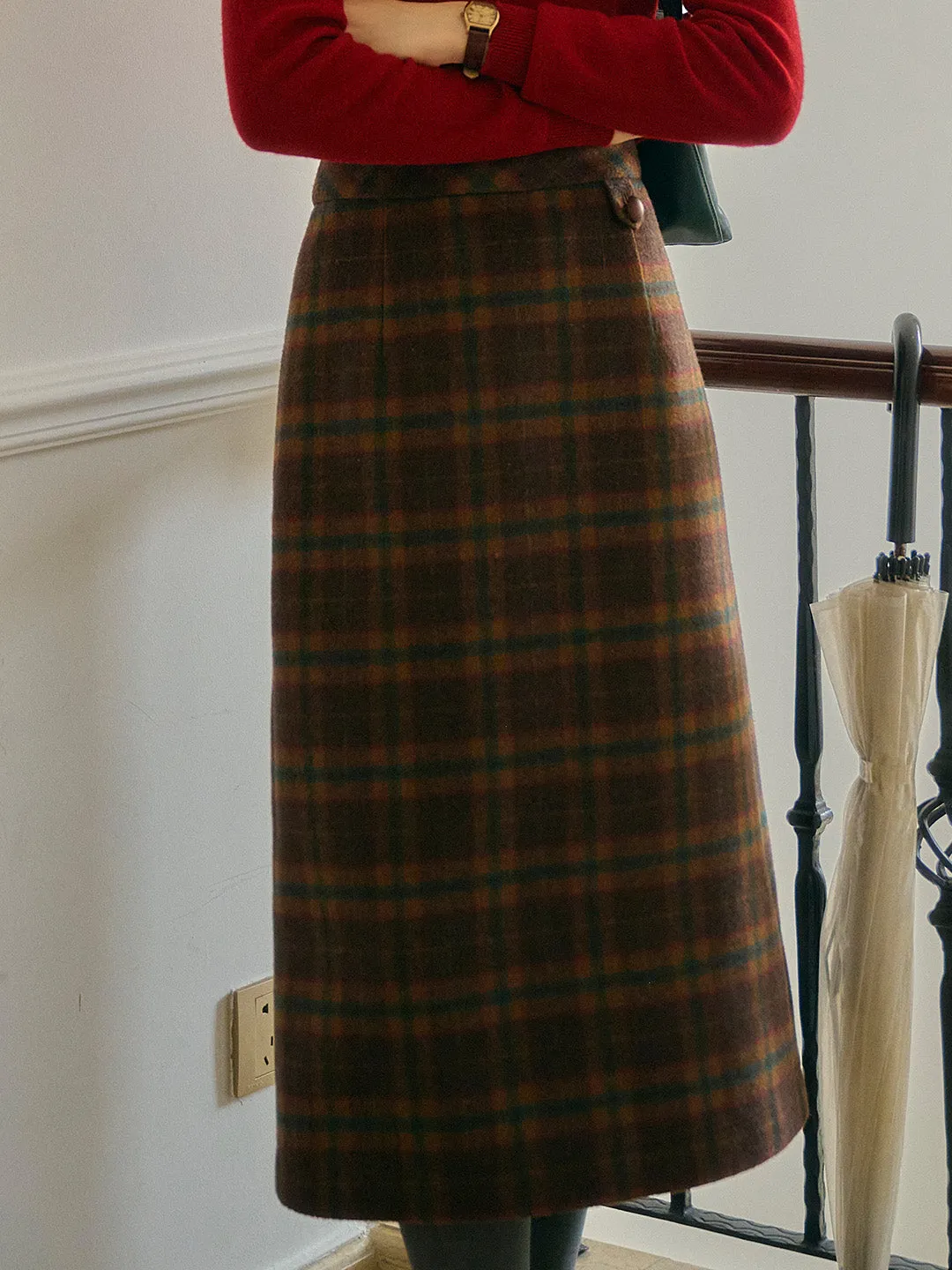 Tallulah Scottish Vintage Plaid Pocket Straight Sikt