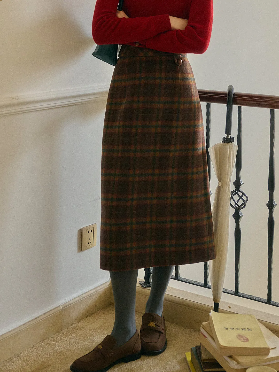 Tallulah Scottish Vintage Plaid Pocket Straight Sikt