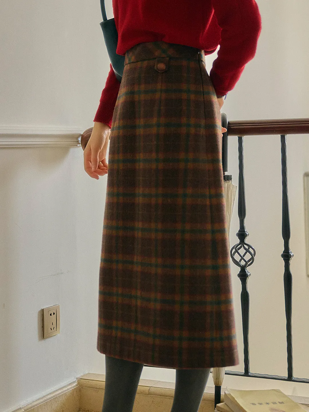 Tallulah Scottish Vintage Plaid Pocket Straight Sikt