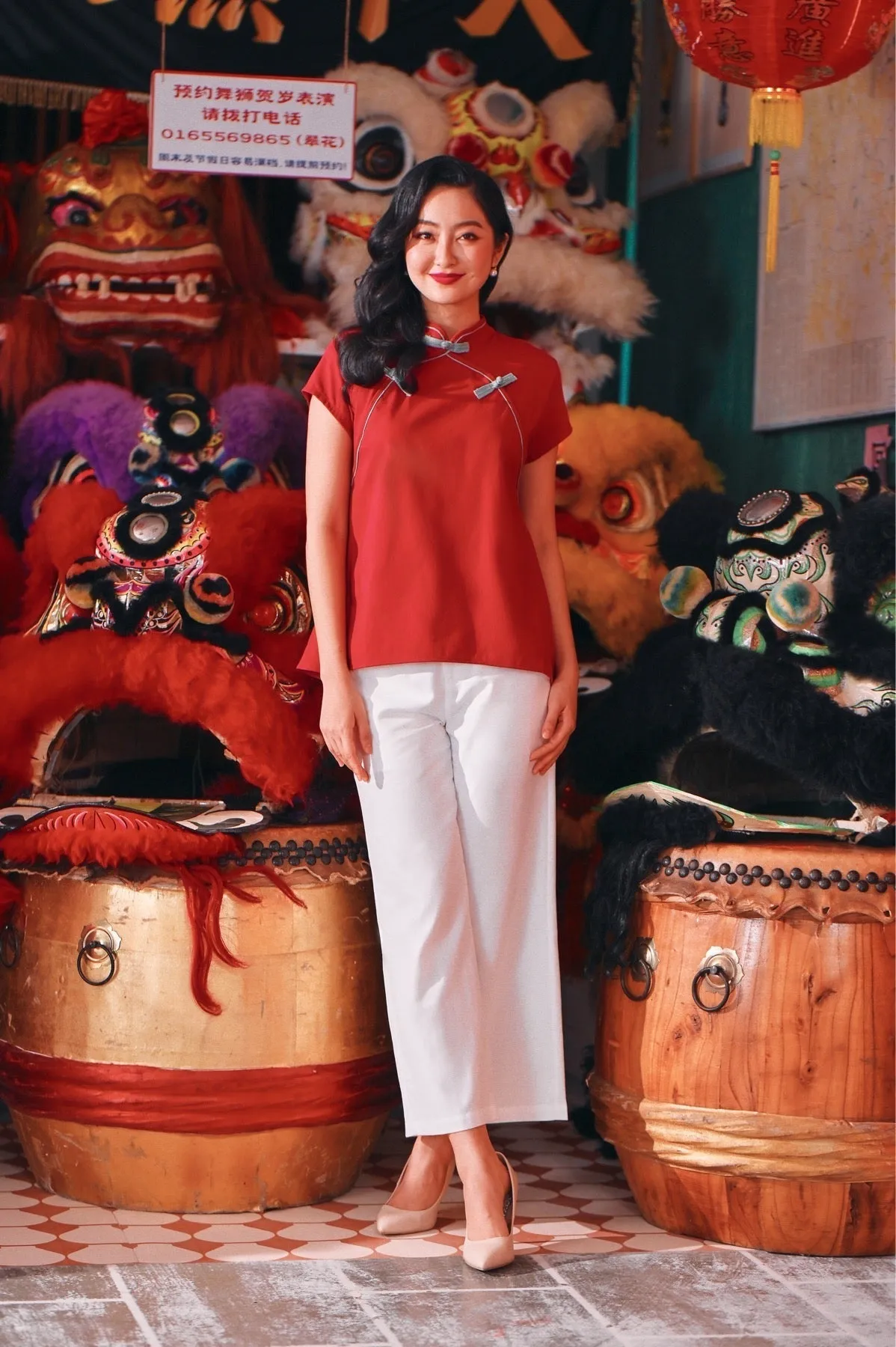 The Chinatown Women Cheongsam Top - Crimson Red