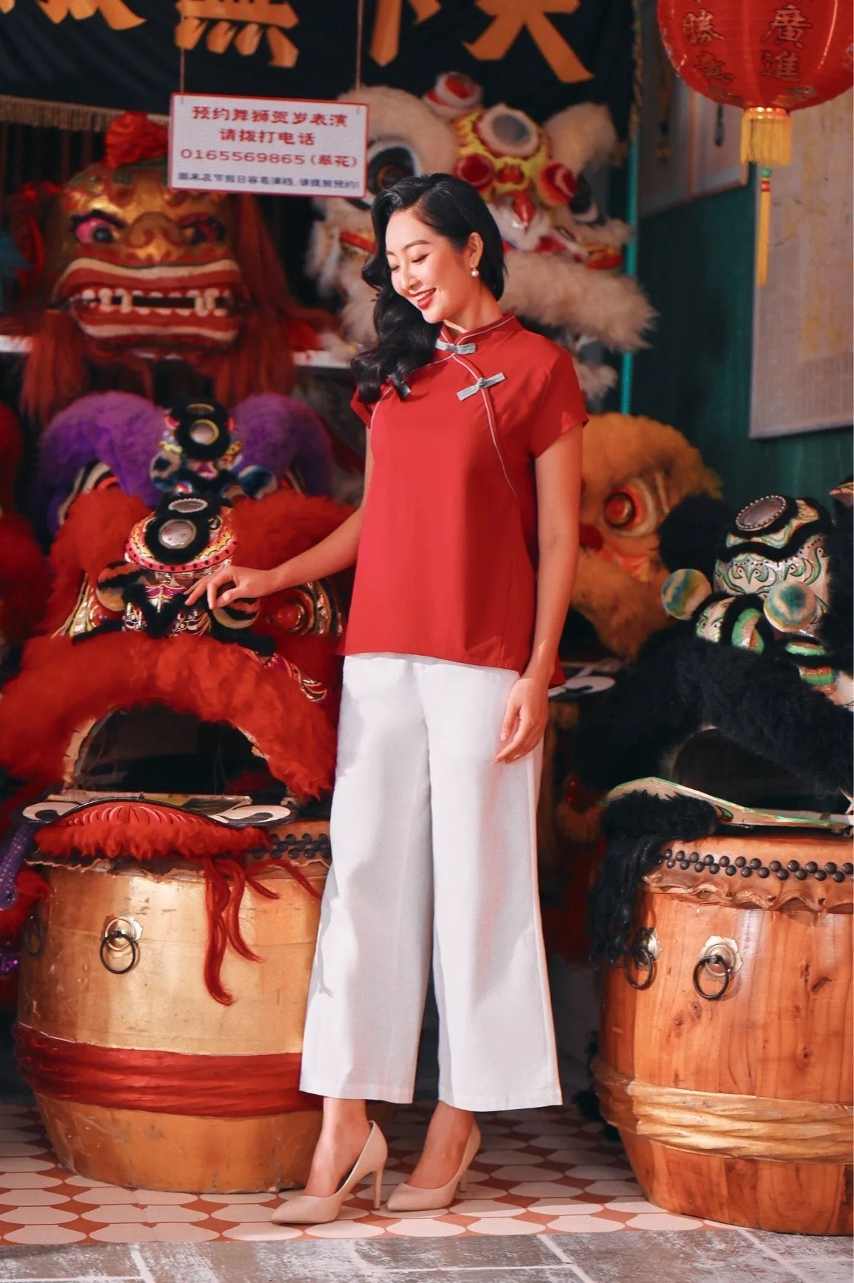 The Chinatown Women Cheongsam Top - Crimson Red