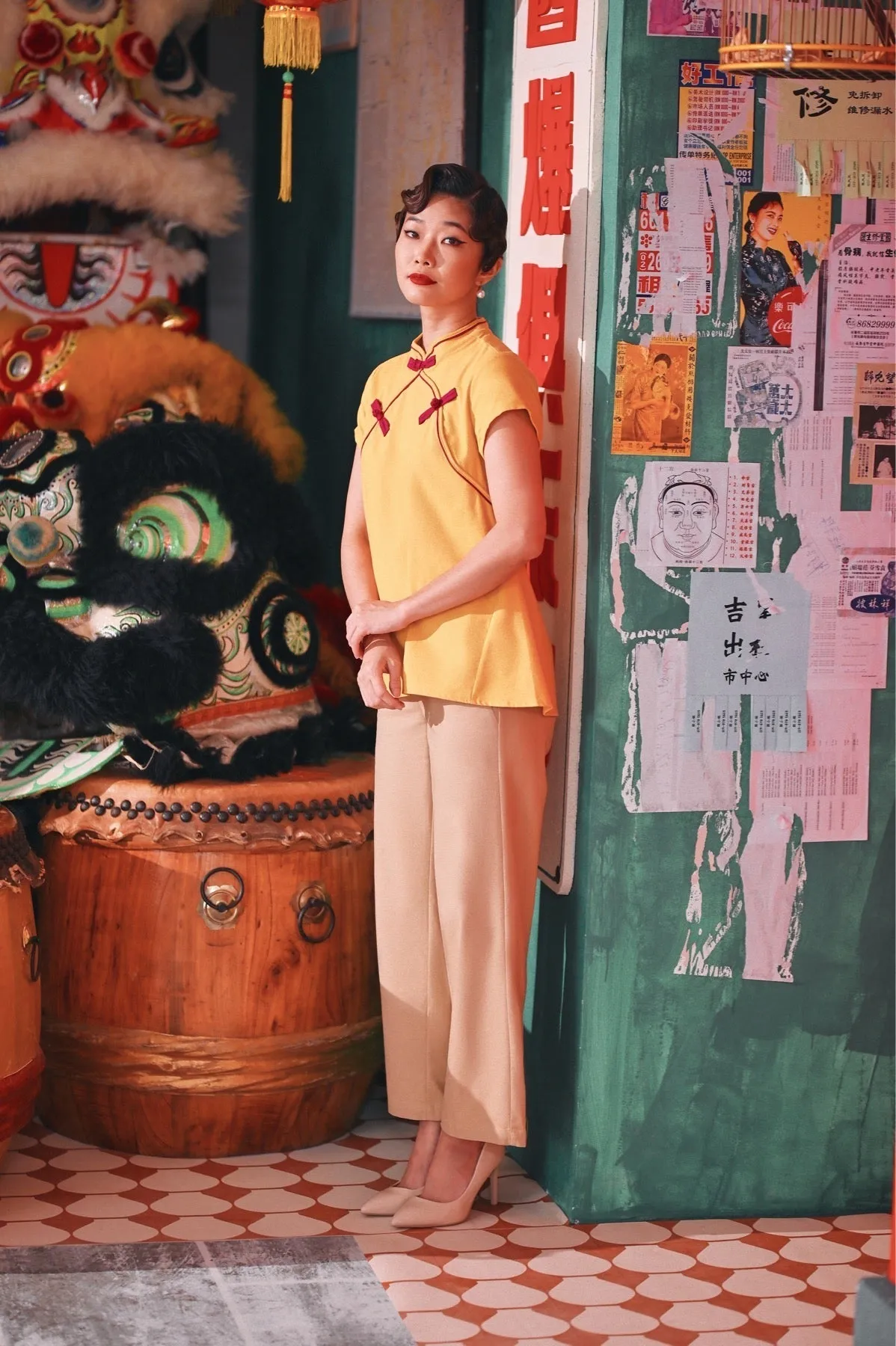 The Chinatown Women Cheongsam Top - Dijon Mustard