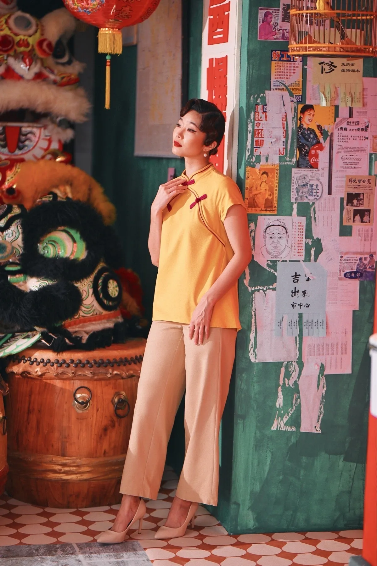 The Chinatown Women Cheongsam Top - Dijon Mustard