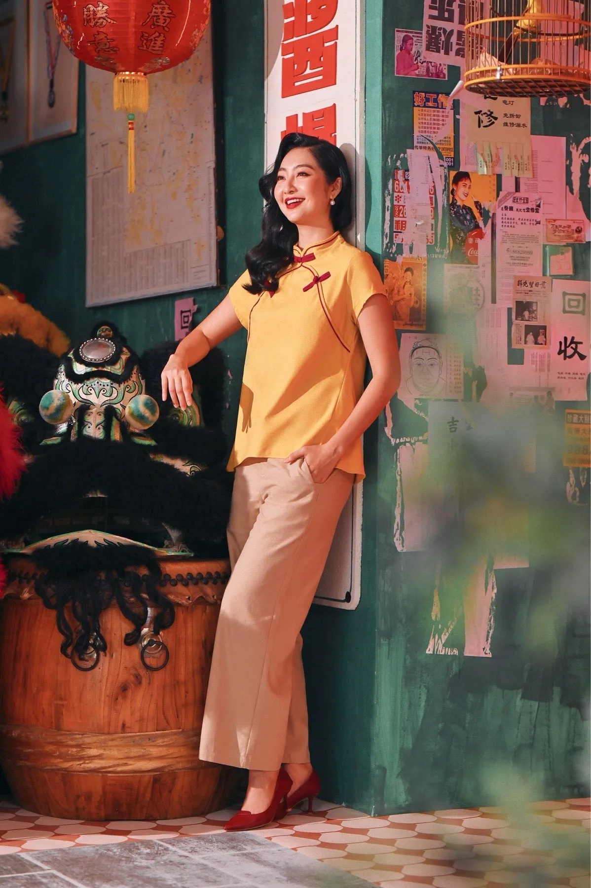 The Chinatown Women Cheongsam Top - Dijon Mustard