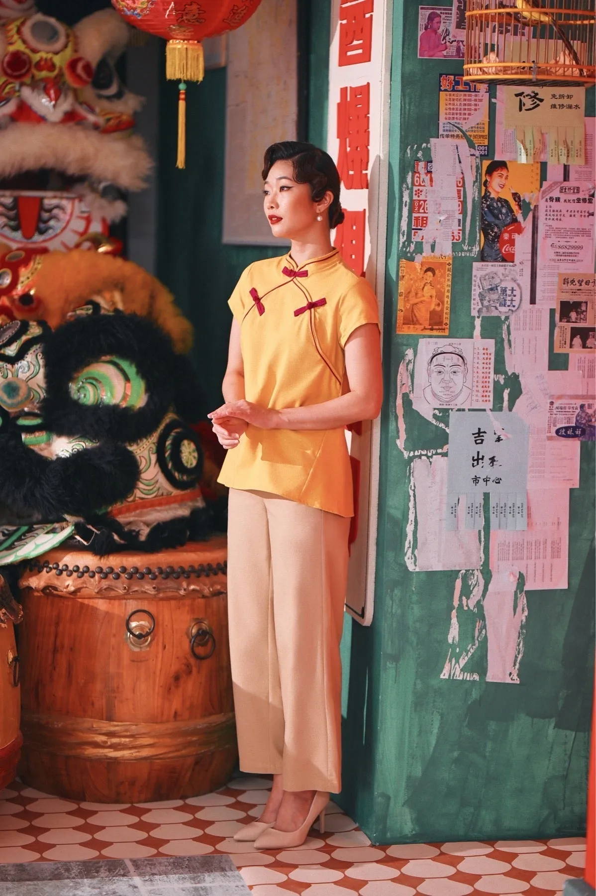 The Chinatown Women Cheongsam Top - Dijon Mustard