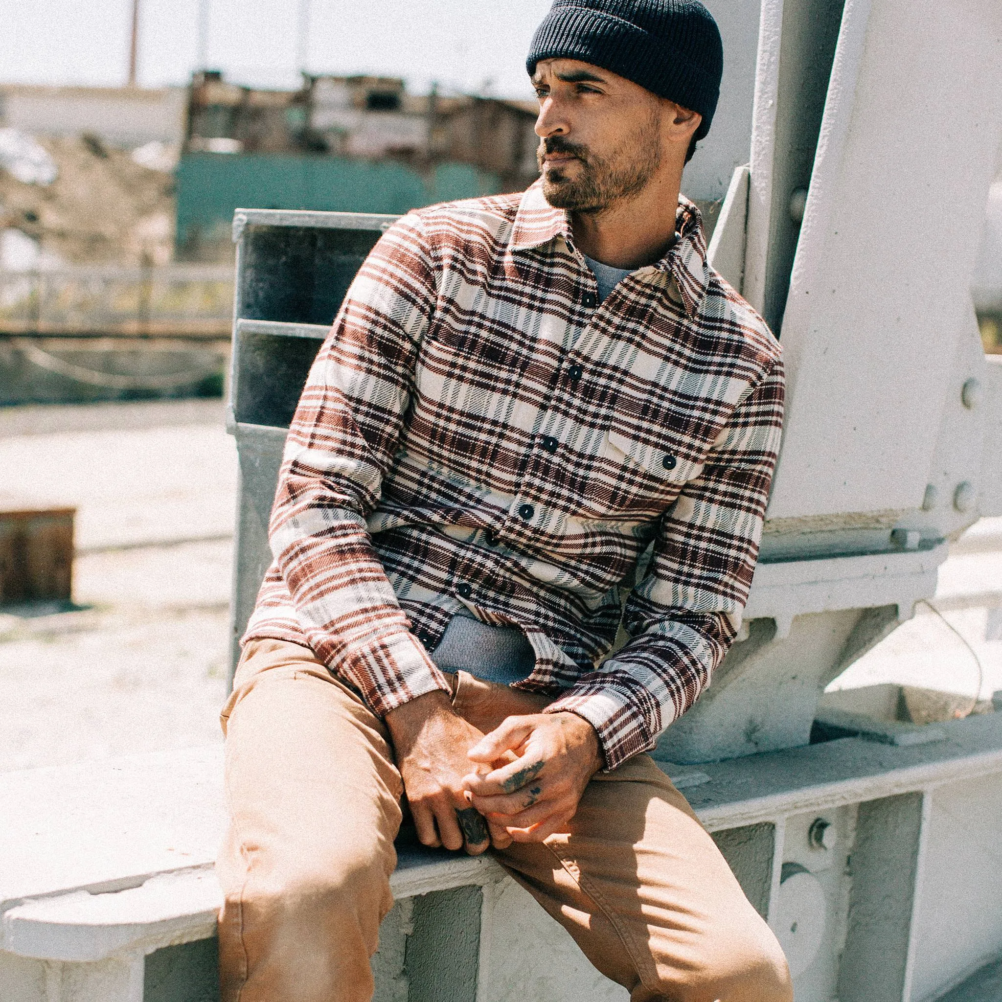 The Crater Shirt in Ivory Plaid