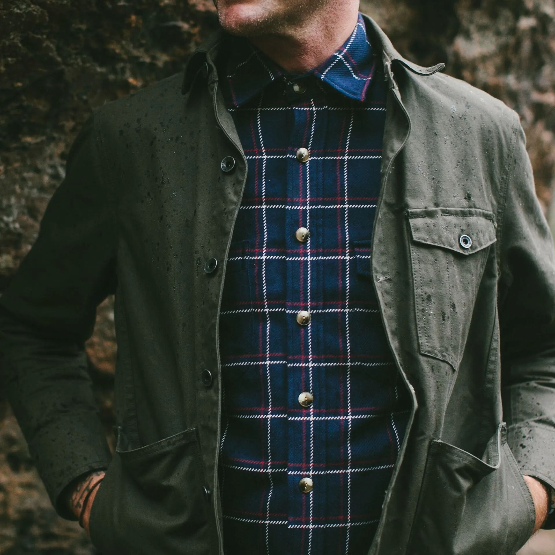 The Crater Shirt in Navy Plaid