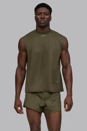 V_DRY GRAPHIC BOXY SLEEVELESS T-SHIRT - Khaki