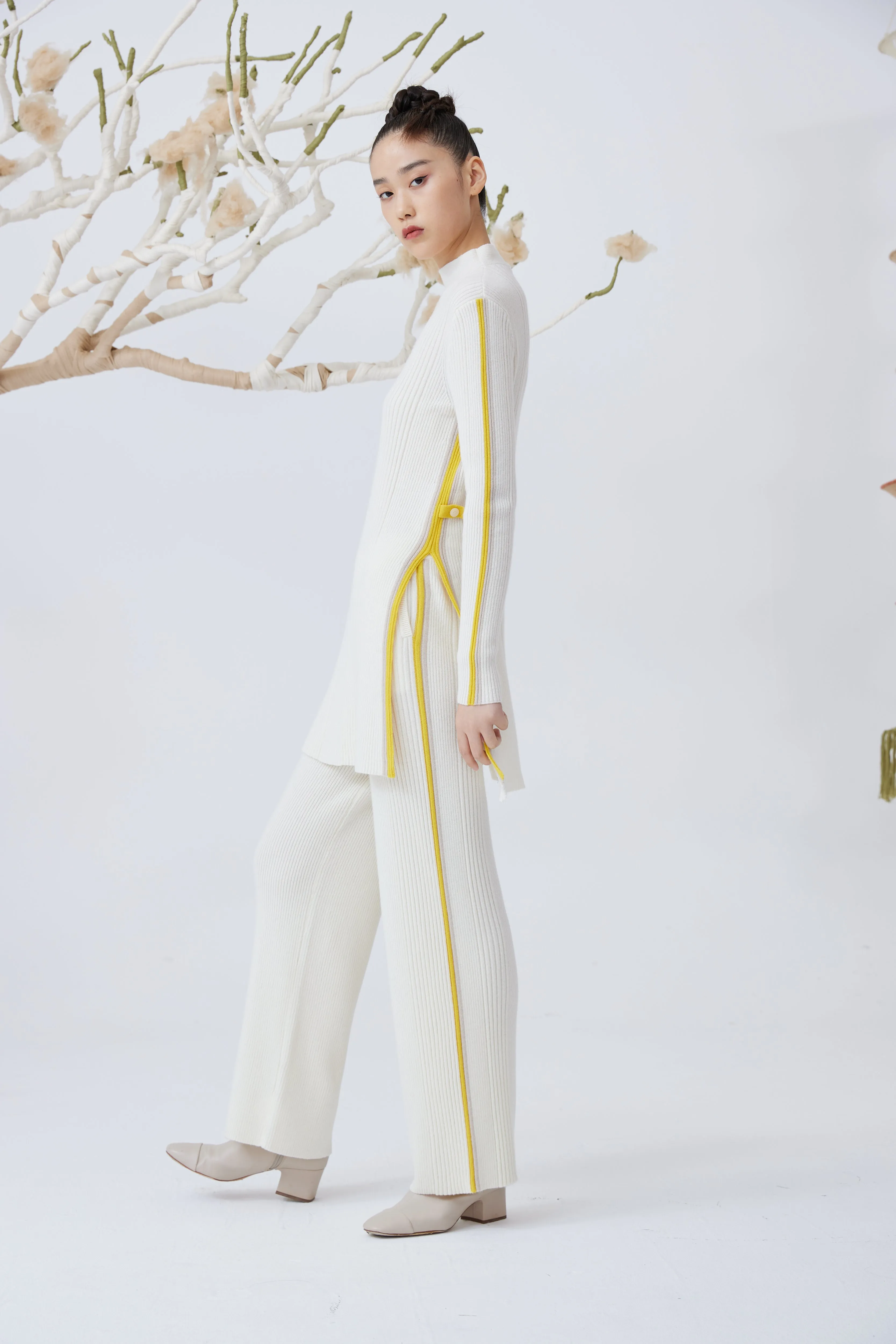Women's cashmere knit straight trousers