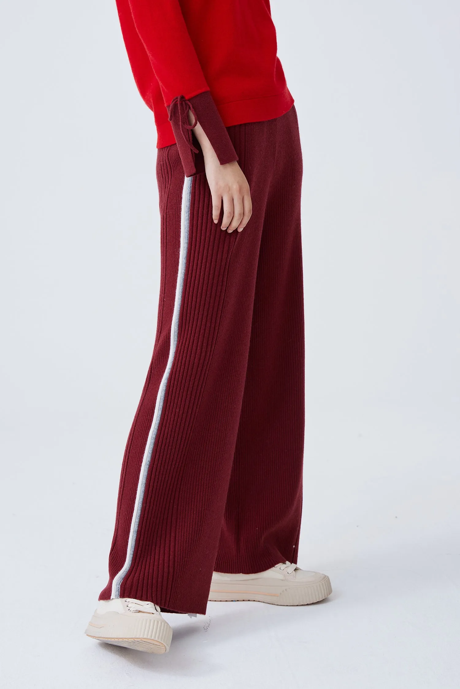 Women's cashmere knit straight trousers