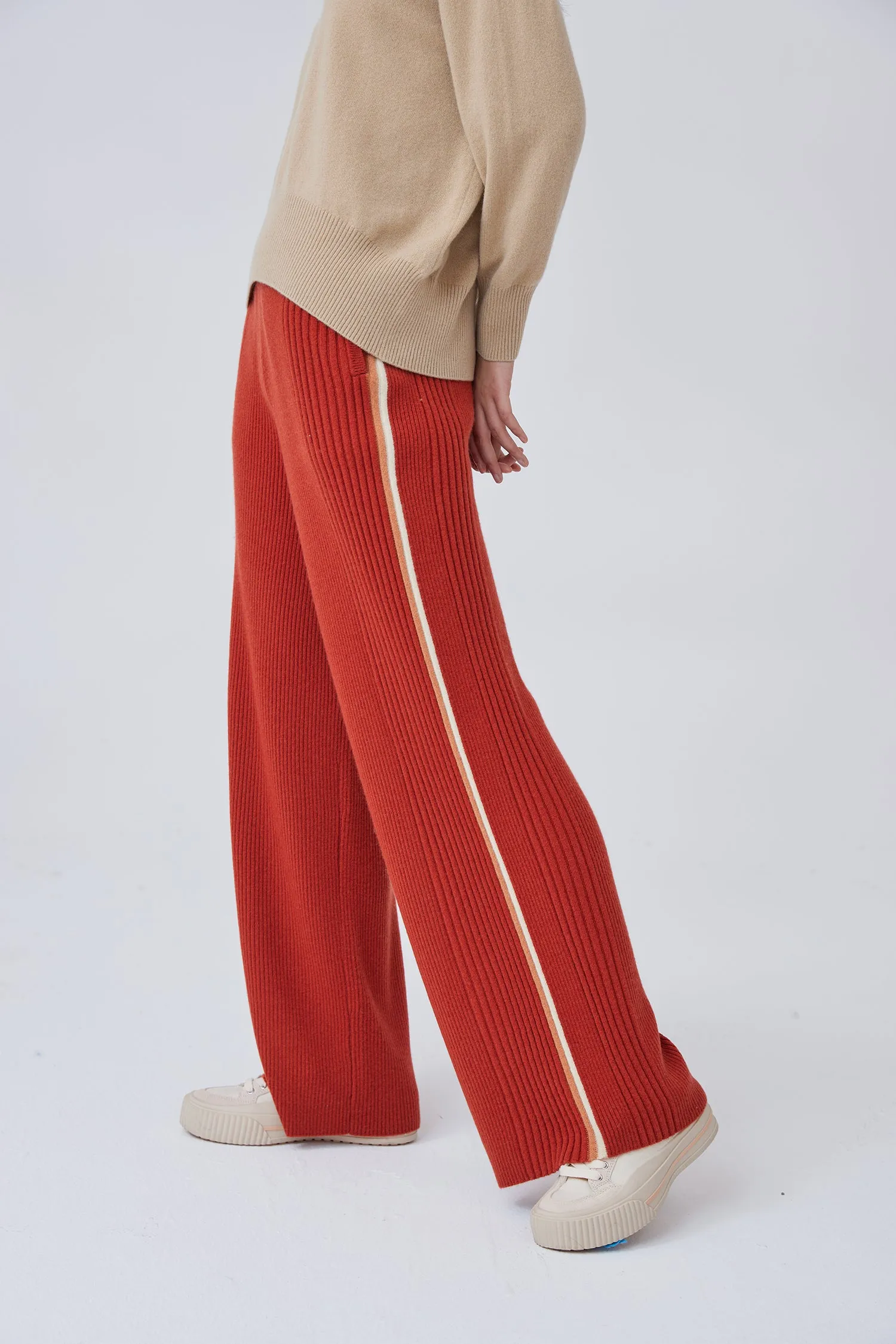 Women's cashmere knit straight trousers
